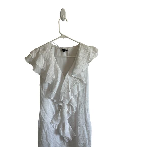 Tocca Women's 4 White Sleeveless Ruffled Front V-Neck Short Formal Dress - Picture 5 of 13